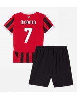 AC Milan Alvaro Morata #7 Hjemmedraktsett Barn 2024-25 Korte ermer (+ bukser)